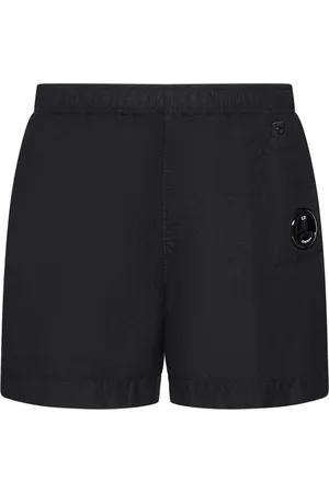 C.P. Company Shorts, Herre, Sort, XL, Uld, Sorte badeshorts med linse detalje