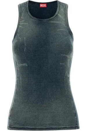 Diesel Top, Dame, Blå, S, Bomuld, Denim Blå Stretch Bomuld Tank Top