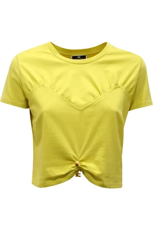 Elisabetta Franchi Top, Dame, Gul, S, Gul/Grøn Striktop Fremstillet i Italien