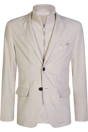 ELEVENTY Jakke, Herre, , L, Suede, Suede Blazer med Aftagelig Jersey Vest