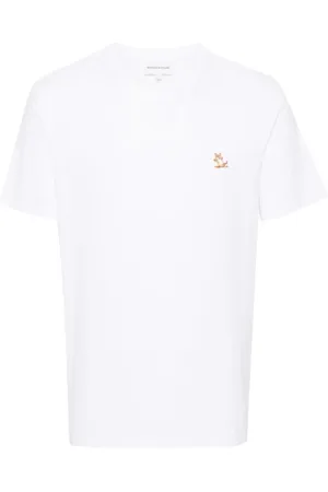 Maison Kitsuné Top, Herre, Hvid, L, Bomuld, Chillax Fox Patch Regular T-shirt