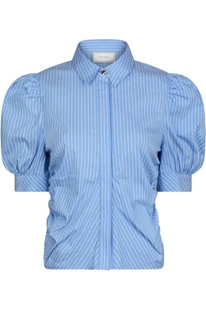 Neo Noir Bluser & Skjorter, Dame, Blå, XL, Stribet bluse med pufærmer
