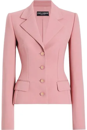 Dolce & Gabbana Jakke, Dame, Lyserød, S, Uld, Rose Jakke med Logo-Knapper