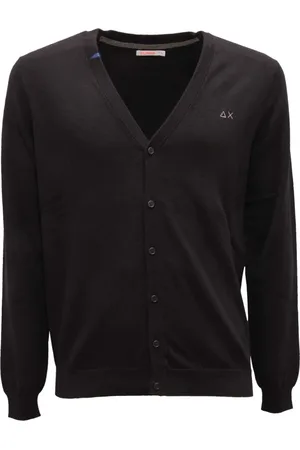 sun68 Strik, Herre, Sort, S, Bomuld, Uld Bomuld Cardigan Sweater Sort Solid