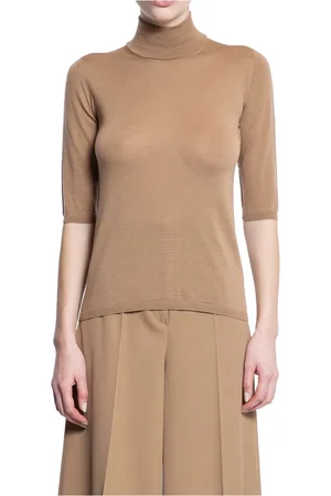 Max Mara Strik, Dame, Brun, S, Uld, Tobaksglat Uldstrik Trøje