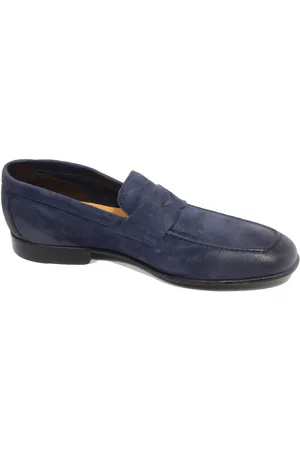 Green george Sko, Herre, Blå, 43 EU, Suede, Suede Loafer Sko Made in Italy