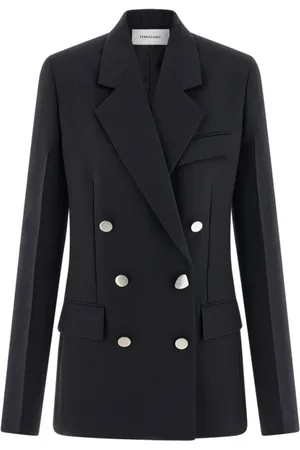 Salvatore Ferragamo Jakke, Dame, Sort, XS, Uld, Sort Uld Dobbeltradet Blazer