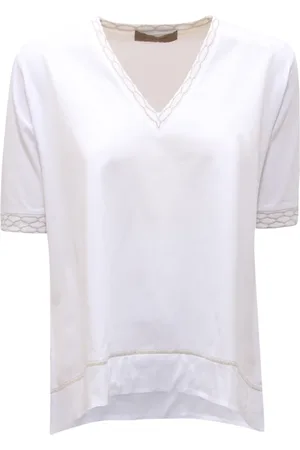 D.EXTERIOR Top, Dame, Hvid, M, Lurex Jersey T-shirt Made in Italy