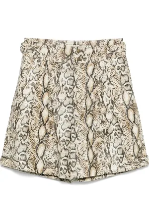 Isabel Marant Shorts, Dame, Flerfarvet, 2XS, Uld, Beige Slange Print Talje Shorts