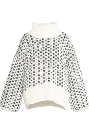Hest Strik, Dame, Hvid, XS, Bomuld, Logo Sweater Heavy Knitwear Tops Hvid
