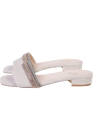 ELEVENTY Sko, Dame, , 38 EU, Suede, Suede Sandaler med Bicolor Rhinestone Bånd