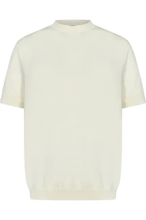 LOW BRAND Strik, Herre, Hvid, L, Nylon, Hvid Sweater med Intarsia Detalje