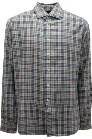ALTEA Skjorte, Herre, Flerfarvet, L, Flannel Skjorte Beige/Brune/Blå/Turkis Model 1264052