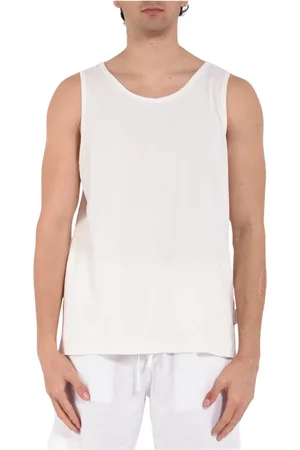 Paolo Pecora Top, Herre, Hvid, M, Bomuld, Jersey tanktop med rund hals