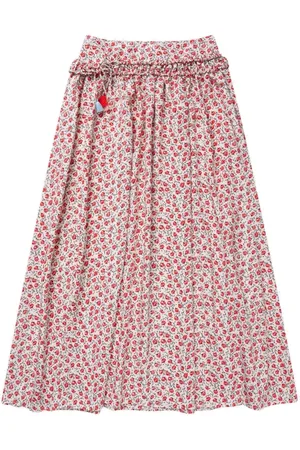 Munthe Nederdel, Dame, Rød, XS, Blomstret nederdel med kvastdetaljer