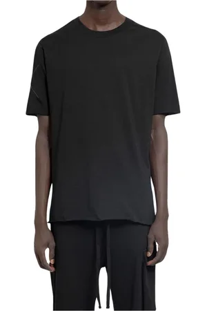 THOM KROM Top, Herre, Sort, M, Bomuld, Sort bomuldst-shirt med rå kant