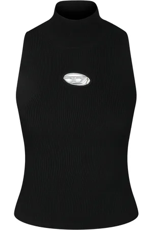 Diesel Top, Dame, Sort, S, Uld, Sort Tank Top Høj Hals