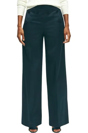 Brooks Brothers Bukser, Dame, Blå, 2XS, Bomuld, Marineblå Bomulds Twill Wide-Leg Sailor Bukser