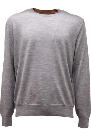 ELEVENTY Strik, Herre, Grå, XL, Uld, Uld/silke sweater i grå