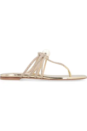 Casadei Sko, Dame, Gul, 40 EU, Polyester, Strass flade sandaler med rund tålinje