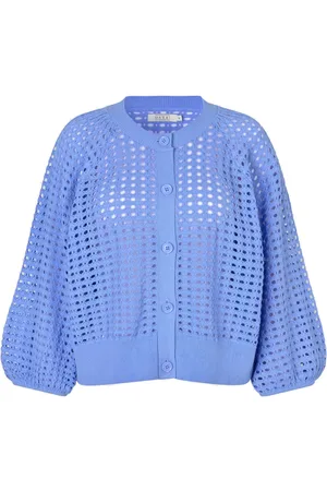 Masai Strik, Dame, Blå, XL, Bomuld, Blå Della Cardigan med Feminine Detaljer