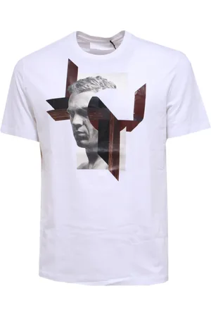 Neil Barrett Top, Herre, Hvid, S, Uld, Multifarvet Loose Fit Hvid T-shirt