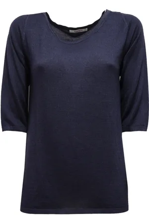 KANGRA CASHMERE Strik, Dame, Blå, L, Cashmere, Cashmere/Silke Sweater