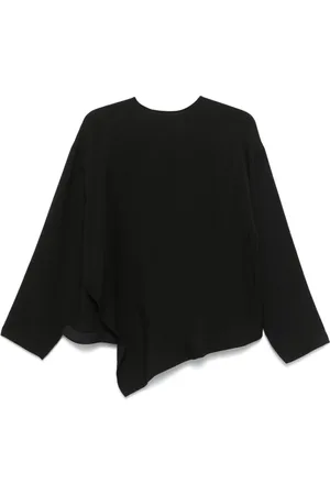 STUDIO NICHOLSON Bluser & Skjorter, Dame, Sort, 2XS, Sort Knappet Tørklæde Hals Top