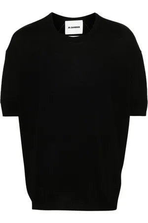 Jil Sander Strik, Herre, Sort, L, Uld, Uldstrik T-shirt med Rund Hals