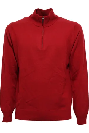 KANGRA CASHMERE Strik, Herre, Rød, 2XL, Uld, Uld Silke Kashmir Sweater