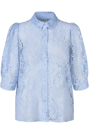 Lollys Laundry Bluser & Skjorter, Dame, Blå, XS, Uld, Elegant Dusty Blonde Skjorte