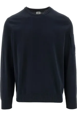 C.P. Company Strik, Herre, Blå, L, Bomuld, Bomuld Crepe Sweater med Old Dyed Behandling