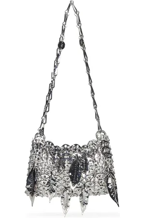 Paco rabanne Taske, Dame, Grå, ONE SIZE, Uld, Elegant Sølv Skuldertaske med Metalblade