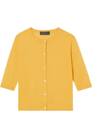 Brooks Brothers Strik, Dame, Gul, M, Bomuld, Silkeblandingscardigan