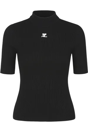Courrèges Strik, Dame, Sort, XS, Polyester, Sort Strik Jumper Skjorte