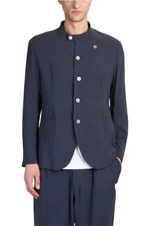 Emporio Armani Jakke, Herre, Blå, L, Blå Knappet Jakke med Krave