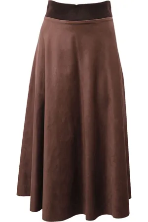 D.EXTERIOR Nederdel, Dame, Brun, 2XS, Suede, Eco-Suede Wool Nederdel i Italien