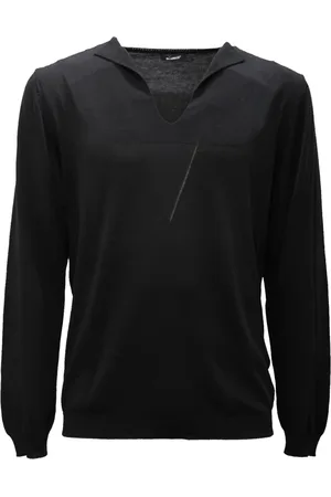OFFICINA 36 Strik, Herre, Sort, S, Bomuld, Italiensk Bomuldssweater Cufr104 Nerol