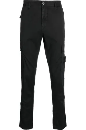 Stone Island Bukser, Herre, Sort, W33, Bomuld, Sorte Bukser med Flere Lommer