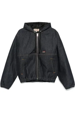 STUSSY Jakke, Herre, Blå, L, Blå Lynlås Hættefrakke