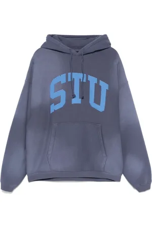 STUSSY Sweathshirts & Hoodies, Herre, Blå, L, Uld, Blå Snørelue Sweater