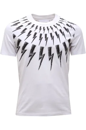 Neil Barrett Top, Herre, Hvid, XS, Bomuld, Trykt Bomuld Jersey Hvid T-shirt