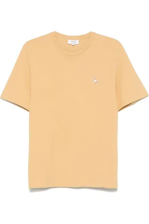 Maison Kitsuné Top, Herre, Gul, 2XL, Sennepsgul Crew Neck T-shirt