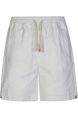 ELEVENTY Shorts, Herre, Hvid, L, Bomuld, Bomuld Linned Foliage Print Bermuda Shorts