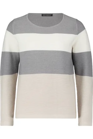 Betty Barclay Strik, Dame, Flerfarvet, 3XL, Uld, Farveblok Finstrikket Sweater