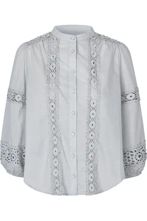Lollys Laundry Bluser & Skjorter, Dame, Blå, XL, Bomuld, Elegant Blå Skjorte med Pufærmer