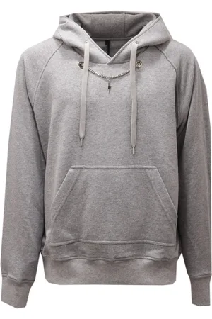Neil Barrett Sweathshirts & Hoodies, Herre, Grå, L, Grå hættetrøje med aftagelig kæde