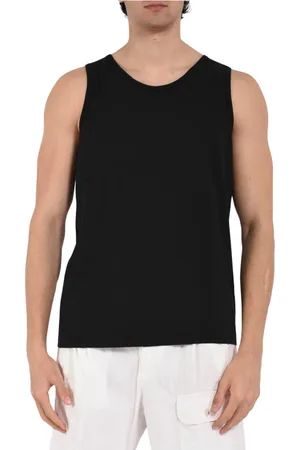 Paolo Pecora Top, Herre, Sort, S, Bomuld, Jersey Tank Top Rund Hals