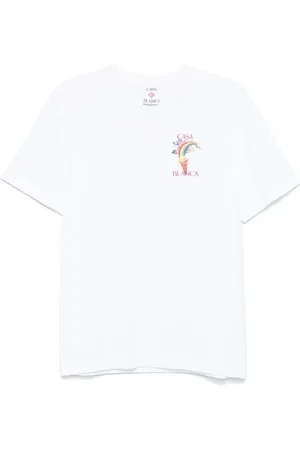 Casablanca Top, Herre, Hvid, L, Bomuld, Hvid T-shirt med Logo Print og Rund Hals