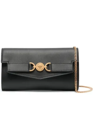 VERSACE Taske, Dame, Sort, ONE SIZE, Uld, Sort Kalveskind Kæde Skulder Pung